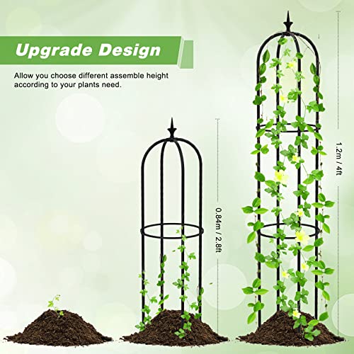 2 Pack Garden Obelisk Trellis for Climbing Plants 4 Feet Tall Plant Support Cage, Tower Obelisk Plant Support Indoor Potted Plant, Plant Trellis for Climbing Vines, Tomato, Flower, Vegetable, Rose
