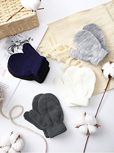 Boao 12 Pairs Toddler Mittens Bulk Kids Winter Knit Gloves pack Childrens Stretch Mittens for Toddler Boys Girls4