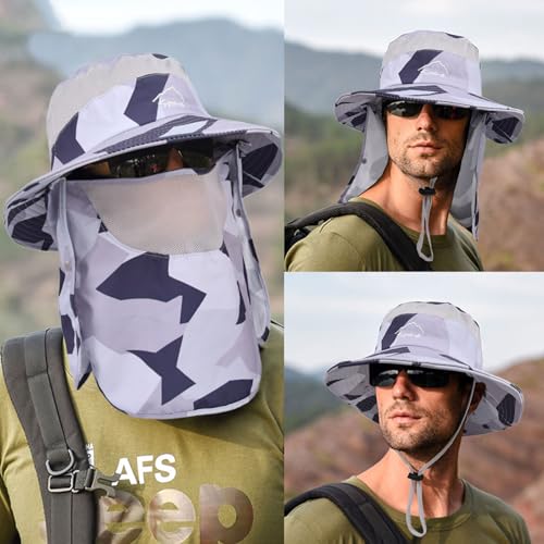 Image of Sun Hats for Men Women Fishing Hat UPF 50+ Breathable Wide Brim Summer UV Protection Hat