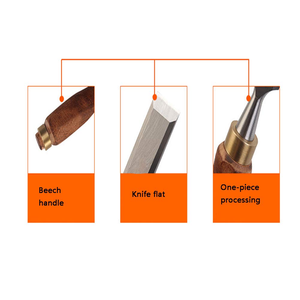 Outils de Sculpture sur Bois, Jeu de Ciseaux à Bois de qualité supérieure, avec poignées en Bois et Lames en manganèse chromé à extrémité Marteau for Le Travail du Bois