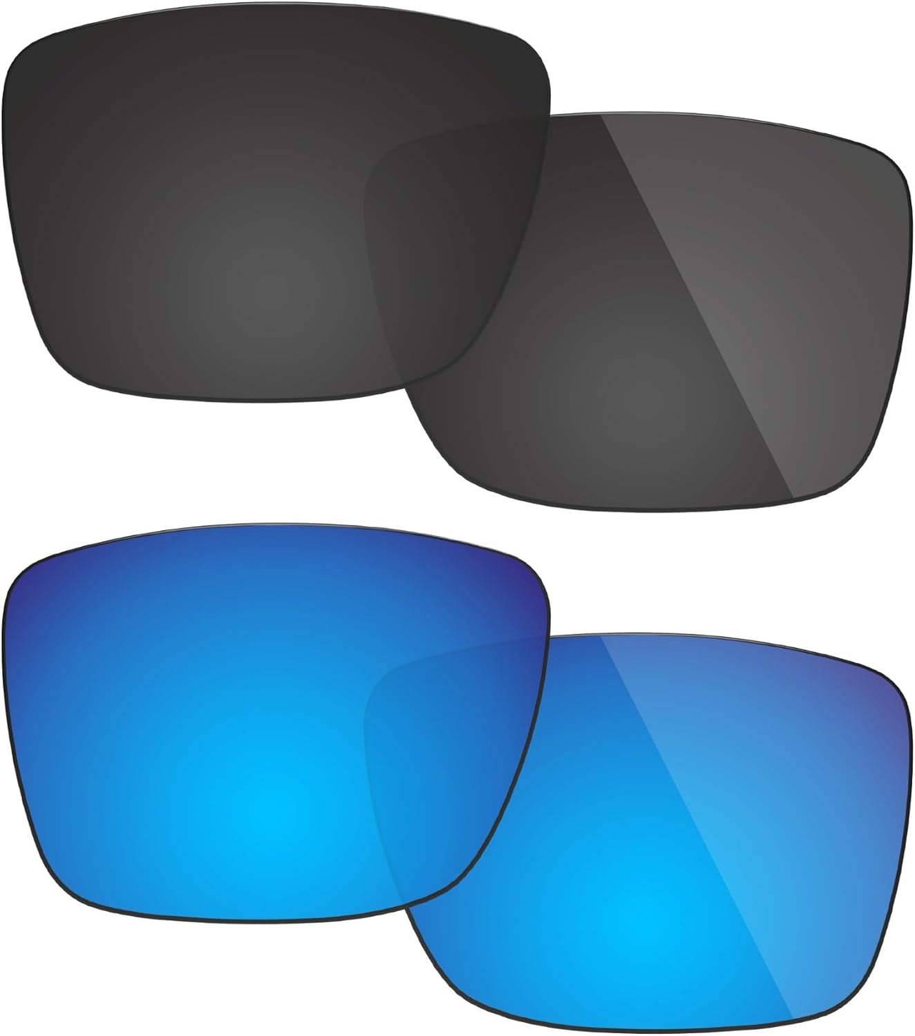 Polarized Lenses Replacement Compatible with Oakley Eyepatch 2 OO9136 Sunglasses, Impact Resistant & Perfect Fit - Classic Black & Ice Blue