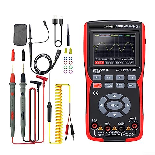 Hand-Oszilloskop, Oszilloskop-Multimeter, 9999 Zählungen, 10MHz Bandbreite 250MSa/s Abtastrate, Digital-Multimeter mit schnellerer Abtastrate, Gleichstrom/Wechselspannung/Strom-Test (B)