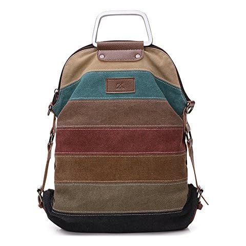 EZESO Canvas Beach Tote Bags Women Cross-body Shoulder Handbag Multi-Color Shopping Backpack (Vintage)(Size: 14.2x3.5x18.5inches) Cover
