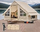 Inflatable Camping Tent with Large Tarp,Cabin Tent, 4-6 Person Glamping Tents Sun Shelter, Easy Setup Waterproof Outdoor Family Tents, Self-Supporting Structure Inflatable House Tent with Pump