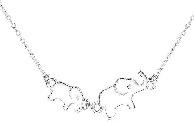 BlingGem Elephant Necklace for Women Sterling Silver 5 Elephants Symbol 5 Generations Necklace for Great Grandmother Mother Animal Jewelry Gifts for Women