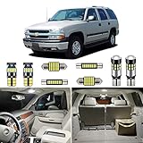 AUTOGINE 20 Piece White Interior LED Lights Kit for Chevrolet Chevy Tahoe/Suburban or GMC Yukon 2000 2001 2002 2003 2004 2005 2006 Super Bright 6000K Interior LED Light Bulbs Package + Install Tool