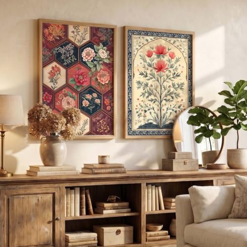 Image of kotart - Indian Wall Art Home Decor Frames Framed Wall Painting for Home Room Bedroom Office Wall Decor Wall Paintings For Home Decoration Pichwai Art Painting for Wall Decoration Wall Poster With frames Traditional Indian Wall Art Madhubani Paintings for Living Room set of 2 (Art 8, (19x25 inch), Framed)