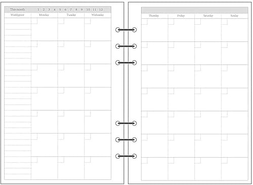 Miniatura 144 de Recambio de planificador A5 negro en blanco, insertos de planificador A5, repuesto de carpeta de 6 anillas, papel negro para carpeta recargable En