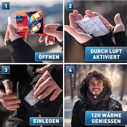 THE HEAT COMPANY Handwärmer - 10, 20 oder 40 Paar - EXTRA WARM - Taschenwärmer Wärmepads - Fingerwärmer: 12 Stunden warme Hände - luftaktiviert – Bild 4