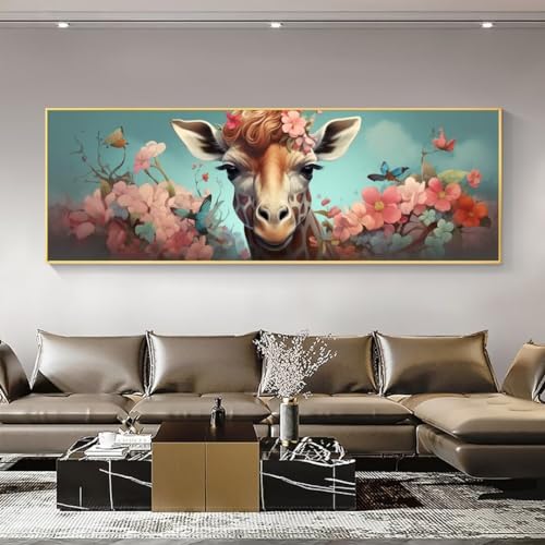 Diamond Painting Adulte kit complet de broderie diamant 5D DIY fleurs girafe 60x180