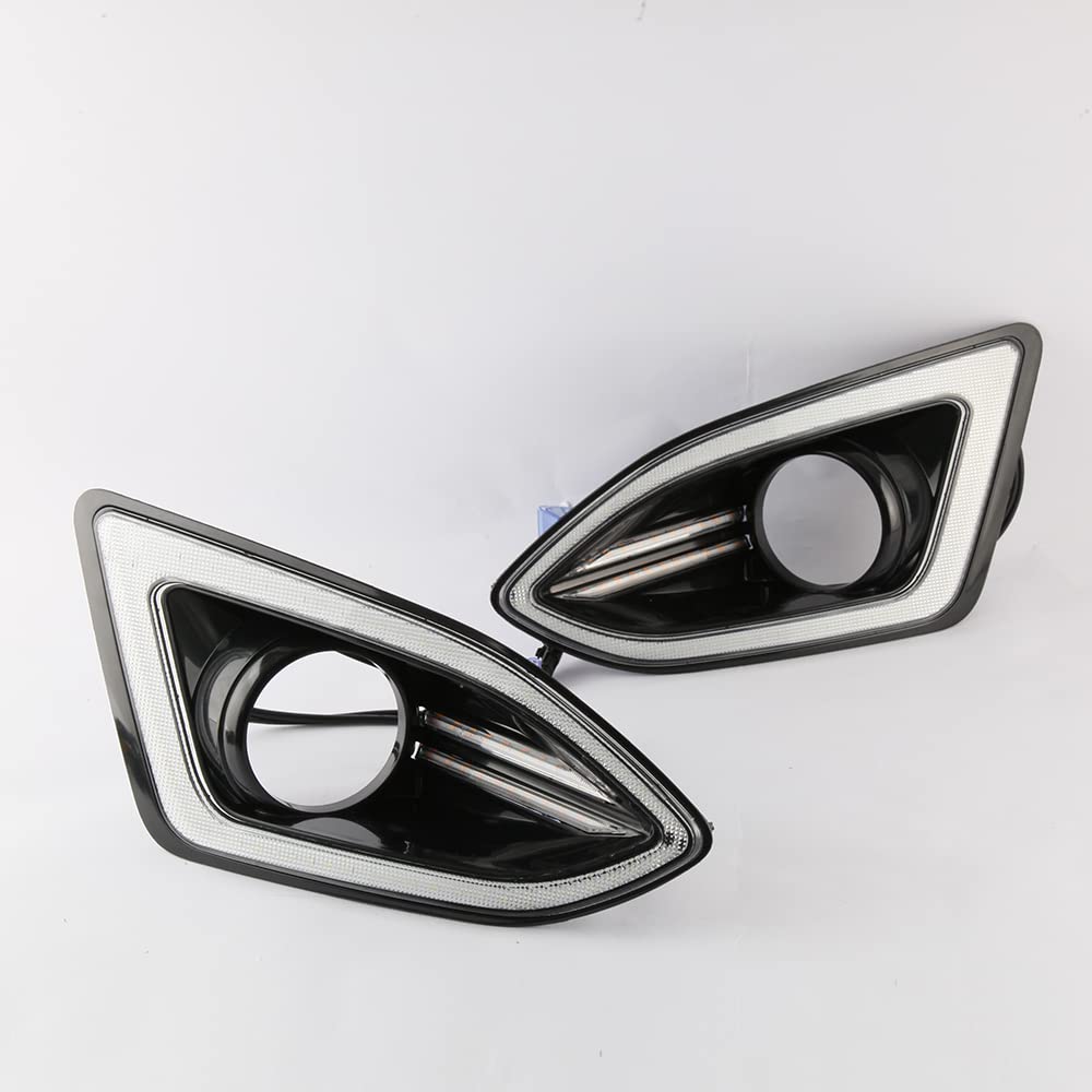 Luces diurnas LED DRL para Ford Edge 2015 2016 2017 2018, Parachoques delantero LED blanco DRL + intermitentes amarillos