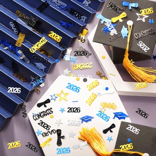 Image of Sumind 3000 Pieces 2026 Graduation Confetti Class of 2026 Graduation Party Decorations Diploma Confetti Decorations for Grad Anniversary Party(gold, Silver, Black, Blue, 2026 Style)