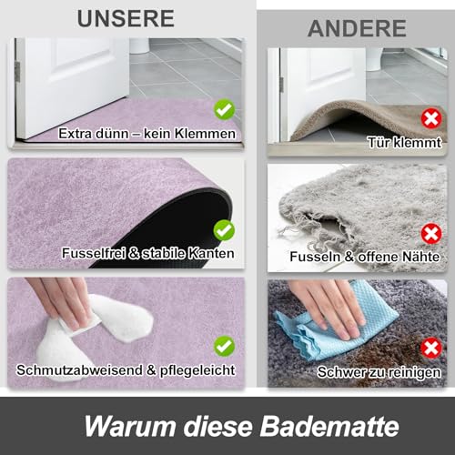 KAZOLEN rutschfeste Badematte Super Absorbierende Badezimmerteppich: dünn 40 x 60 cm Waschbar schnelltrocknende Badvorleger Duschvorleger… – Ansicht 6
