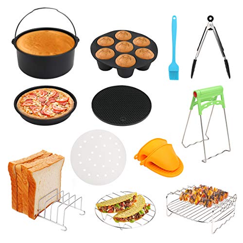 12 PCS Air Fryer Accessories, 7 Inch Air Fryer Accessories Fits All 3.7QT-5.3QT Air Fryer, 7in Deep Fryer Accessories, Dishwasher Safe and Nonstick, Compatible with Gowise USA, Phillips, Power, Cozyna