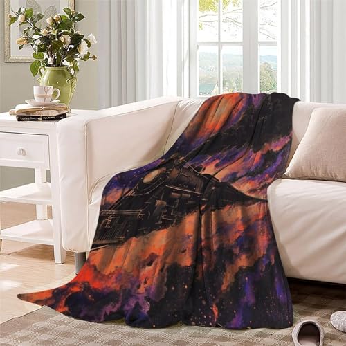 Couverture Train à Vapeur Impression 3D en Peluche Super Douce Plaid Flanelle Premium - 5