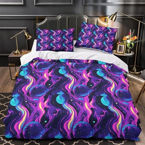 Housse de couette tourbillons cosmiques microfibre résistante et douce - 2