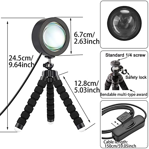 Lâmpada de projeção, tripé LED para projeção do pôr do sol, lâmpada de projeção do pôr do sol de 16