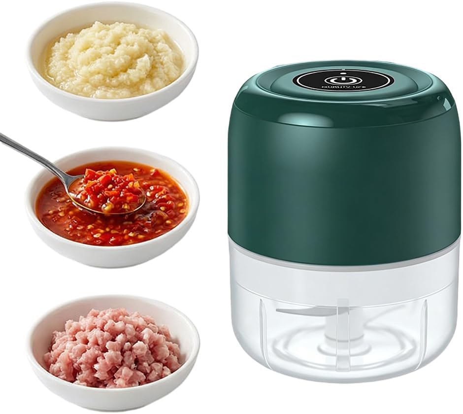 Electric Garlic Chopper, 2026 New Mini Food Processor & Food Chopper for Kitchen, Portable Cordless Garlic Mincer, Rapidly Garlic Minces Ginger Onion Chili Veggie (Green,250ml)