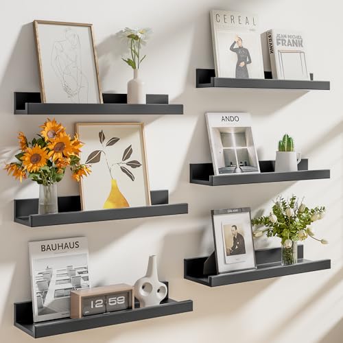 Heimlove 24 Inch Picture Ledge Set of 6 Black