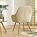 LSSBOUGHT Contemporary Stylish Button-Tufted Upholstered Accent Chair with Solid Wood Legs (Beige)