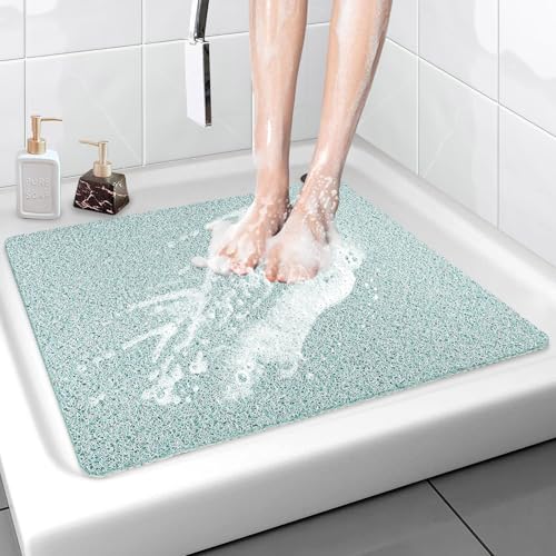 Shower Mat Bathtub Mat Non-Slip - 24x24 Inch, Soft Comfort Bath Mat with Drainage Holes, PVC Loofah Massage Bathmat for Shower, Tub, Bathroom, Wet Areas, Quick Drying