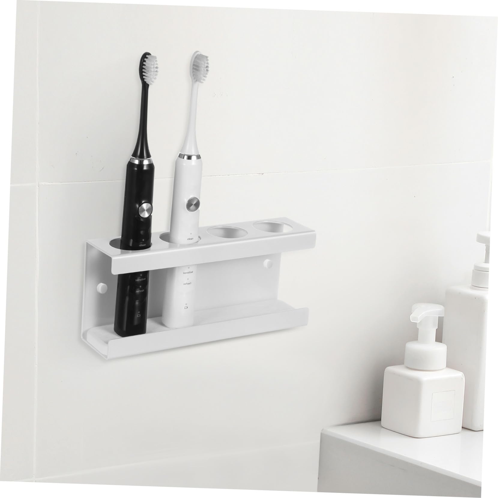 Sosoport Spazzolino Elettrico da Parete Scomparti in Acciaio Inossidabile Organizer Bagno con Supporto Stabile e Design Moderno Adatto per Spazzolini Elettrici e Manuali