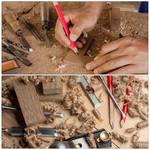 QUARKZMAN 12 Stück Zimmermannsbleistifte Bleistift Baustelle Handwerker Bleistift Zimmermann-Baustift Tischler Bleistifte für Handwerker Schreiner Baustelle Werkstatt, Gelb