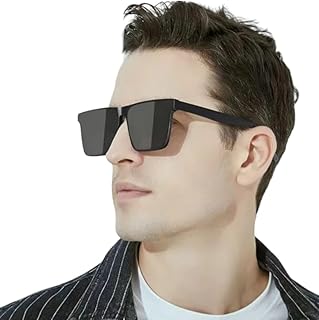 Eymen I Square Sunglasses Non-Polarized UV Protection Trendy Designer Sun Glasses Men Women Black