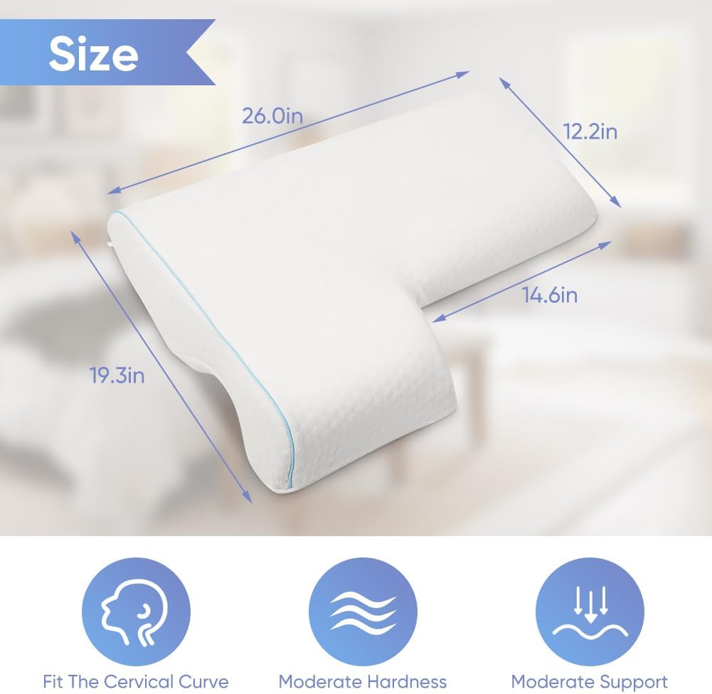 Arched Cuddle Pillow, Couple Pillow Slow Rebound Memory Foam Side Sleeper Pillow with Arm Hole for Couples Lovers, Cervical Neck Pillow Side Sleeper (Right)