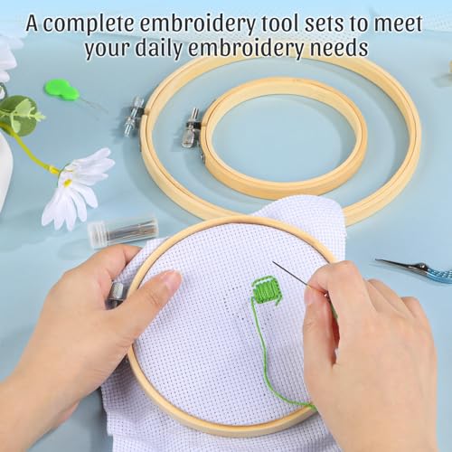 Image of ZXIIXZ 72 Pcs Cross Stitch Supplies, Embroidery Kit for Beginners with Cross Stitch Hoops Needles Embroidery Scissors Floss Bobbins Seam Ripper for Adults, Embroidery Tools DIY Supplies