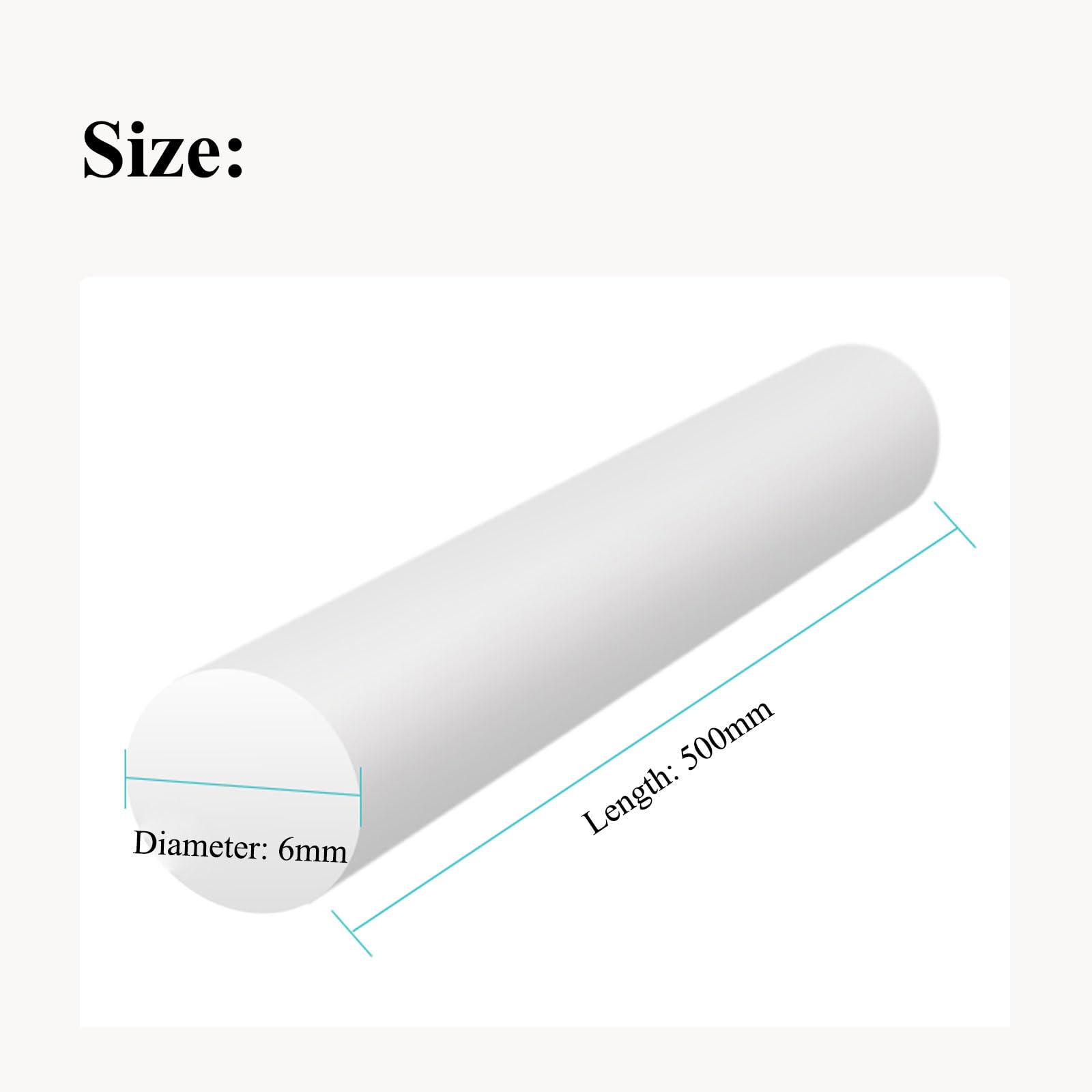 Pręt PTFE o średnicy 500 mm i średnicy 6-8 mm(6mm)