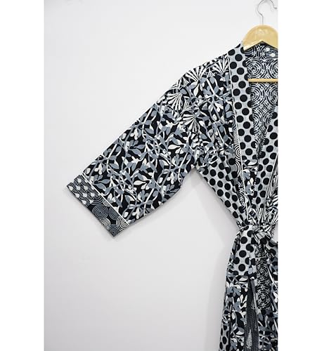 Image of Hand block print Cotton Kimono bikini cover up,Indian Hand block print Cotton Bath Robe,Swim Wear,Nighrwere Dressing Gown
