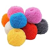 Beavorty 10 Stück Küchenaccessoires Reinigungsballfaser aus Faser mit Starker Schmutzentfernung und Schonend für Geschirr für Reinigung von Töpfen in Küche Zufällige Farbe