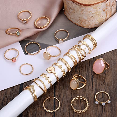 Ubjuliwa 82pcs Gold Silver Knuckle Rings for Women Stackable Mid Finger Joint Ring Set Retro Vintage Boho Rings Aesthetic Stacking Crystal Rings Bulk4