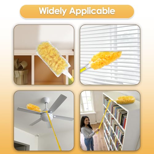 Image of 30 Count Feather Duster Refills for Swiffer Dusters Handle, 360 Degree Multi-Surface Duster Refill Kit with 1 Extended Handle and 1 Short Handle, Disposable Dust Removal Brush Heads for Electronics