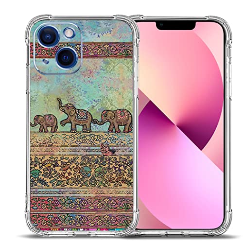 Beaucov iPhone 13 Pro Max Case, Tribal Elephants Pattern Drop Protection Shockproof Case TPU Full Body Protective Scratch-Resistant Cover for iPhone 13 Pro Max
