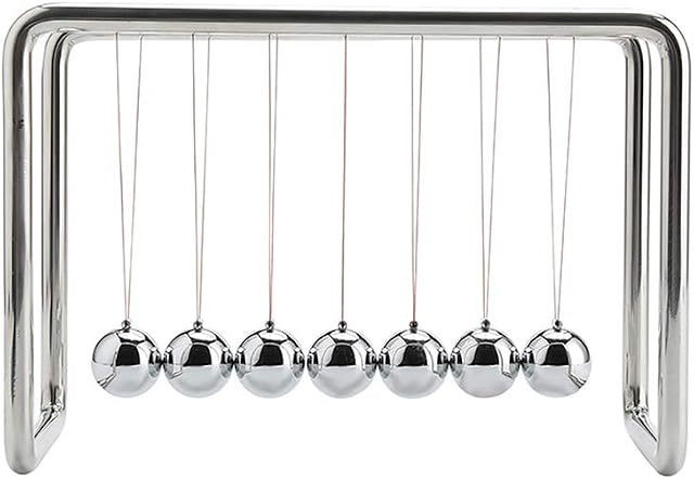 CERROPI Newton Cradle Balance Balls, Newton Pendulum with 7 Balls, Classic Newton Swing Ball, Decorative Physics Gadget for Desk, Stainless Steel Frame, 40 Sec Swingtime