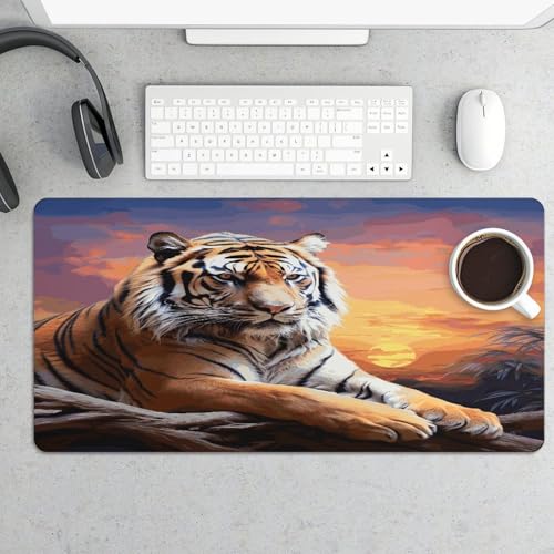 Alfombrilla de Escritorio Grande Tiger Colorful Sunset de Goma miniatura 5