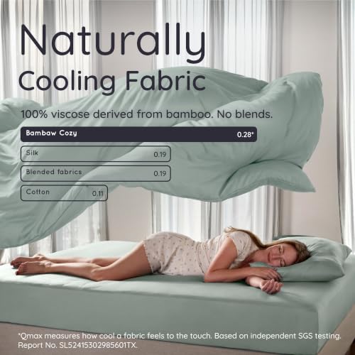 Image of Bambaw 100% Viscose Derived from Bamboo Duvet Cover King Size - 3 Piece Cooling Duvet Cover Set, Breathable & Super Soft Bedding King Size, No Comforter (Sea Glass)
