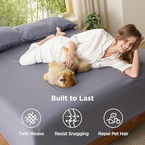 Image of Bedsure PureWoven Queen Fitted Sheet Qnly, 100% Rayon Derived from Bamboo