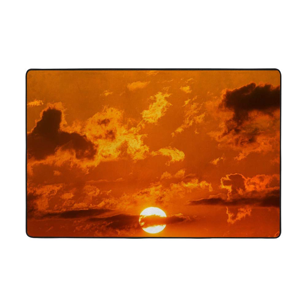 Grand tapis de salon orange Ruchen en velours corail doux dimensions 183x122cm