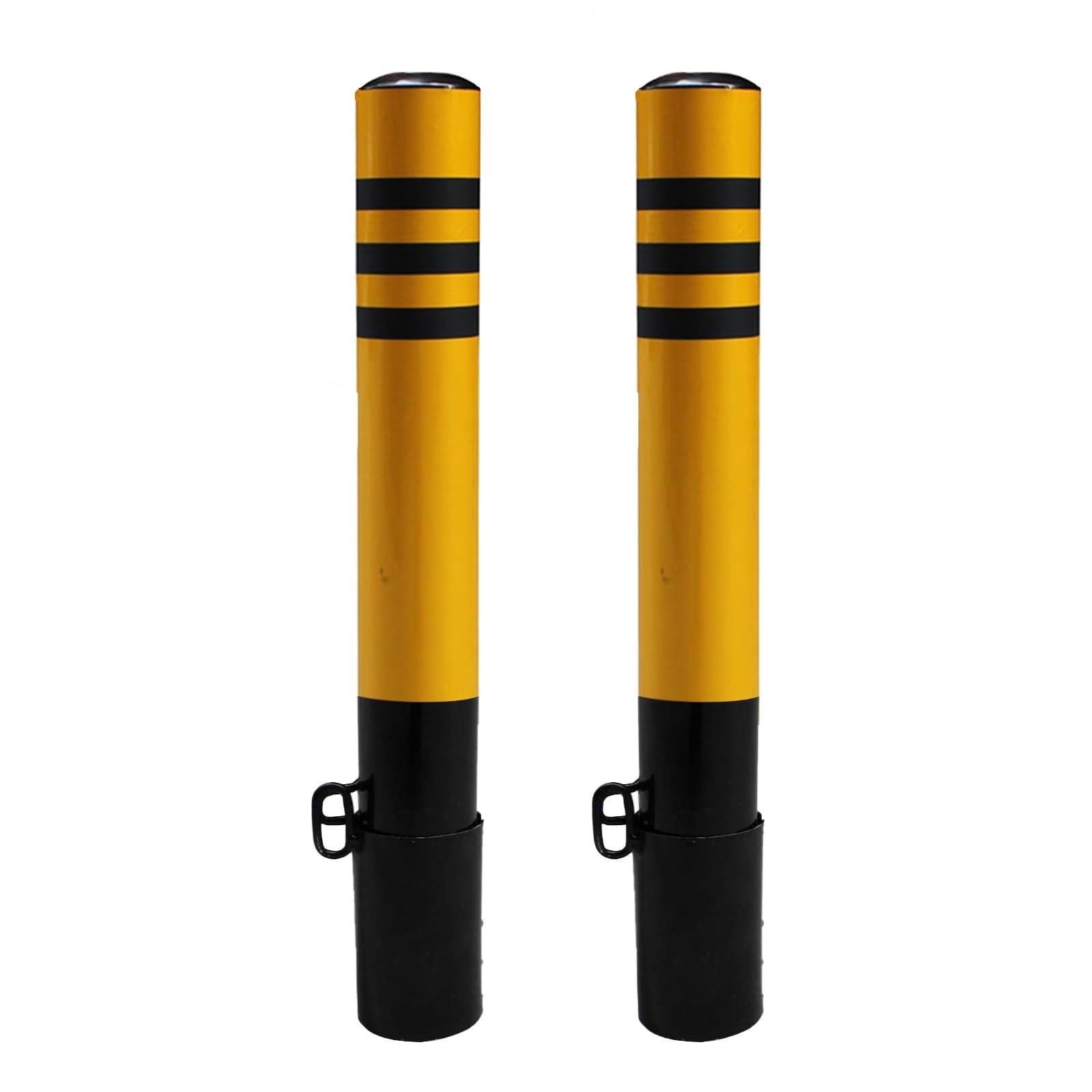 Aioneer Removable Steel Traffic Bollard Post - 60Cm Yellow Safety Barrier For Parking, Driveways & Road Protection - Easy Install Embedment Sleeve 75Cm/29.5In-Yellow (2pcs)-75cm/29.5in