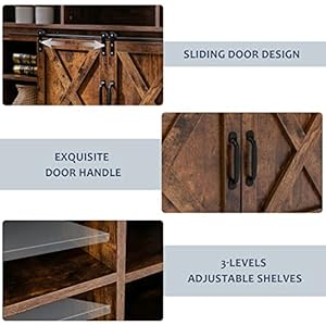 Farmhousecoffeebarcabinetrusticslidingbarndoorstoragecabinetwithpoweroutletbuffetserversideboardcupboardtablefordiningroomentrywaykitchenrusticbrown Urban Country Home Decor Farmhouse coffee bar cabinet rustic sliding barn door storage cabinet with power outlet buffet server sideboard cupboard table for dining room entryway kitchen rustic brown urban country home decor