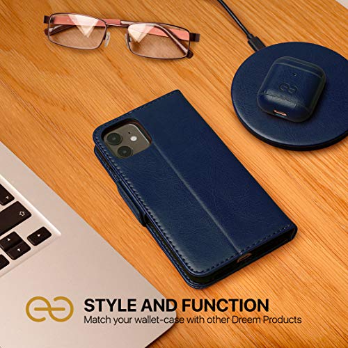Image of dreem Fibonacci 2-in-1 Wallet Case for Apple iPhone X & Xs - Luxury Vegan Leather, Magnetic Detachable Shockproof Phone Case, RFID Card Protection, 2-Way Flip Stand - Royal