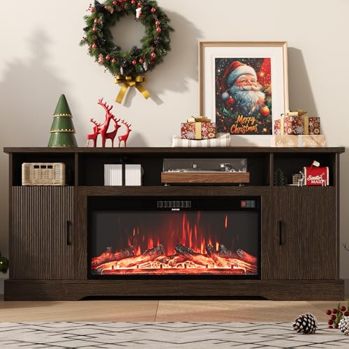 70-Inch Fireplace TV Stand with 3D Flame & Storage