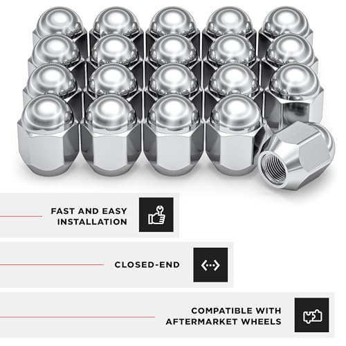 Image of White Knight M12x1.25 Lug Nuts for Select Nissan Frontier, Rogue, Cube, Juke, Leaf, Murano, Quest, Versa and Many More.. Factory Style Chrome Dome Top Acorn - WN11406-20AM (20 Pack)