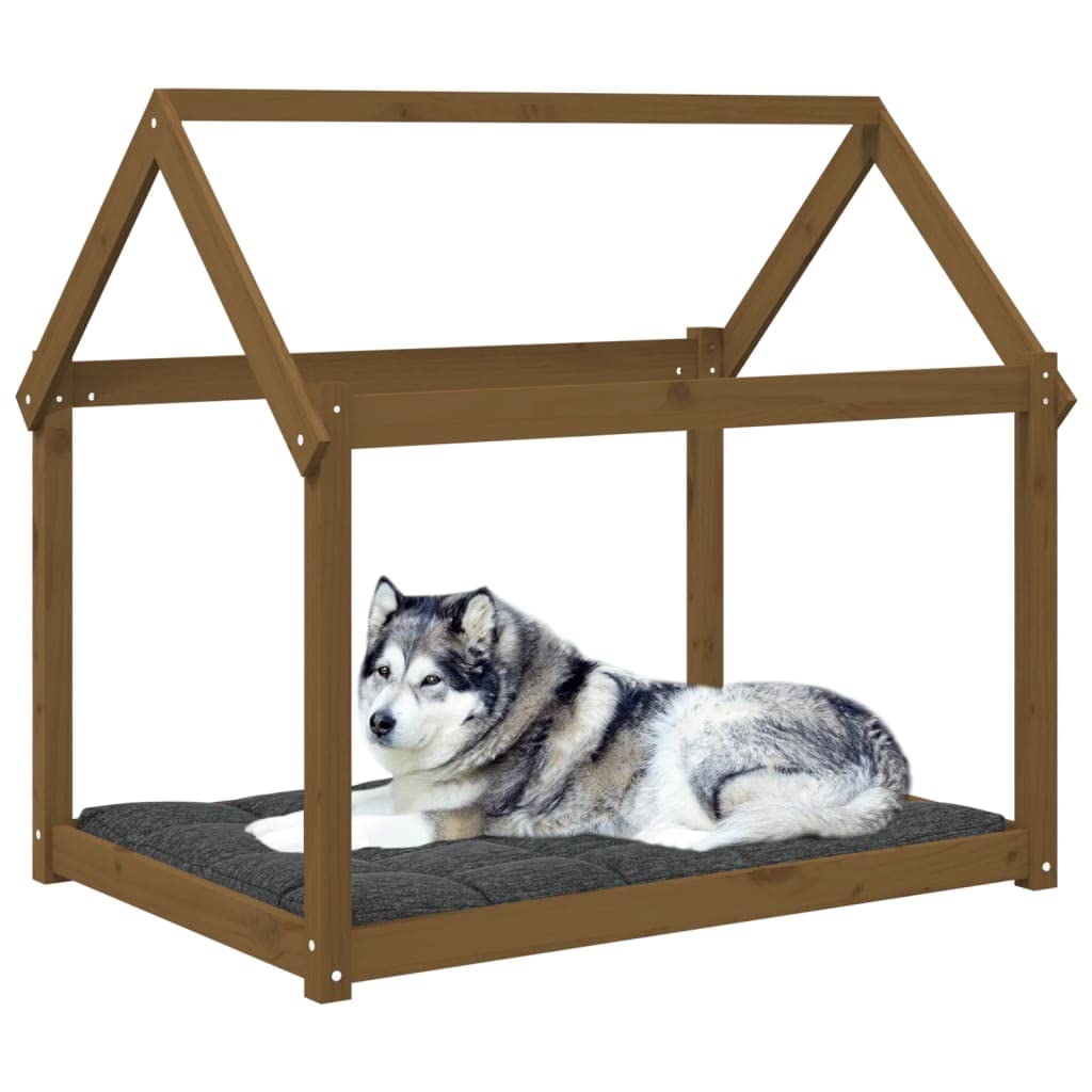 Hundebett Massivholz Kiefer Hundesofa Honigbraun 111x80x100 cm, Stabiler Holzrahmen für Hunde, gemütliches Tierbett und Welpenbett für den Wohnbereich
