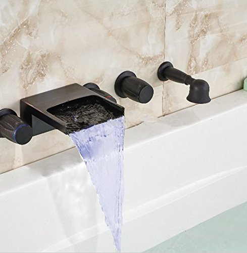 Robinet de baignoire cascade LED en bronze huilé style spa Gowe - 3