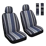 HAIYAOTIMES Baja Saddle Blanket Car Seat Covers Front Set with Seat Belt Pads, Washable Breathable S