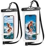 Hiearcool Waterproof Phone Pouch, Waterproof Phone Case with Crossbody Lanyard Compatible for iPhone 17 16 15 14 13 Pro Max Up to 8.3", Cellphone Dry Bag Travel Essentials for Beach -Clear-2Pack